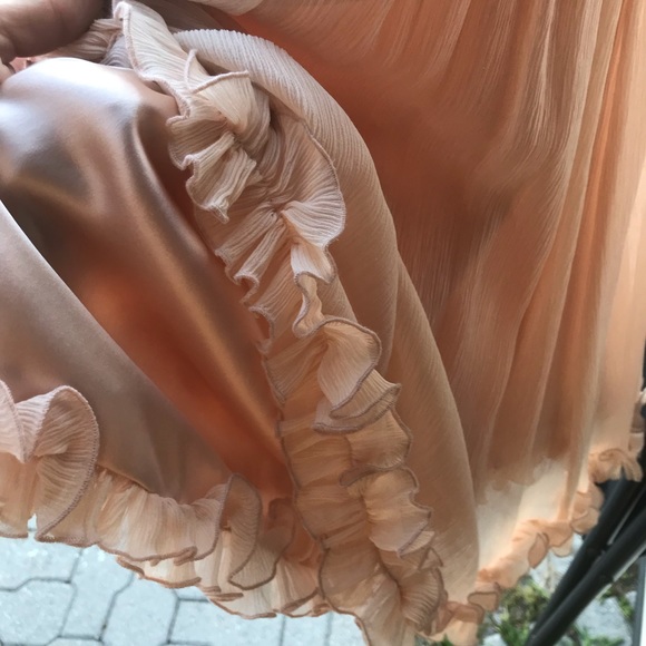 Vntg Marc Bauwer 100% Silk Ruffly Pink Mini Dress - Picture 3 of 4